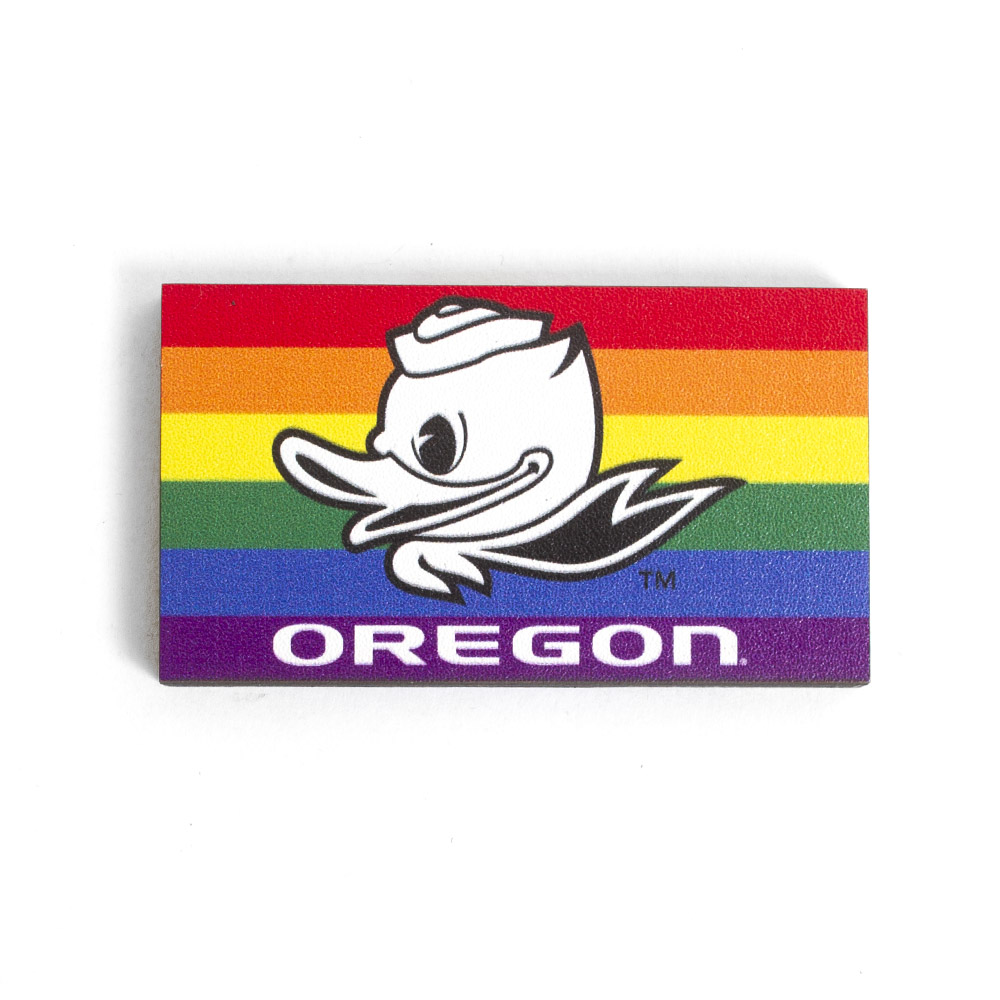 Rainbow Pride Neil Plastic w Full Color Fighting Duck Magnet